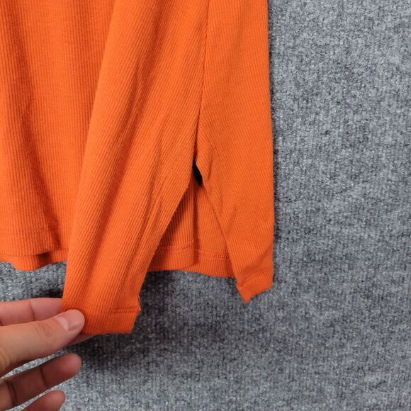 SOFT SURROUNDINGS Orange Double V Timely Tee Long Sleeve Pima Top SIZE LARGE - Picture 4 of 8